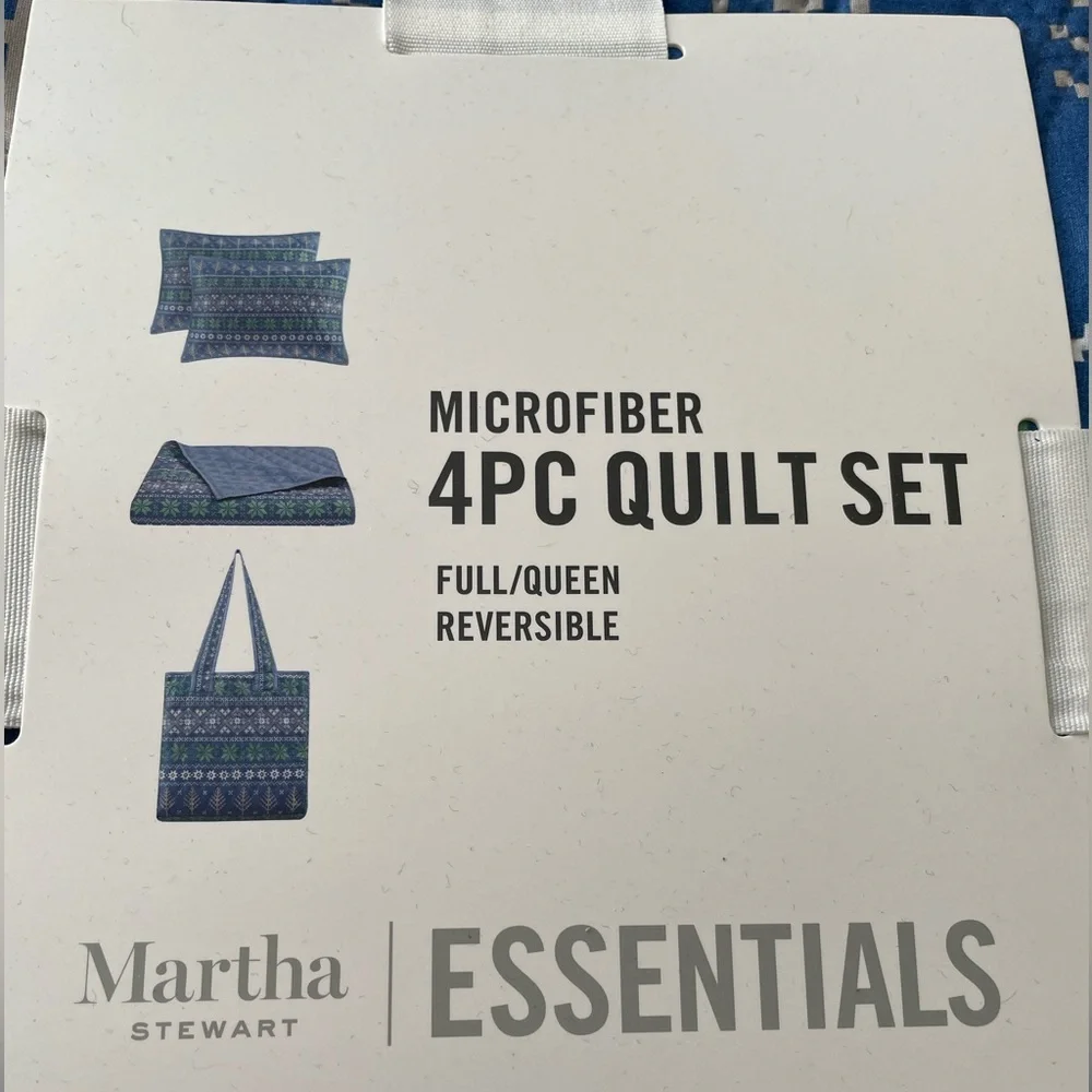 •Martha Stewart Essentials• Microfiber 4pc Quilt Set - Picture 2 of 4